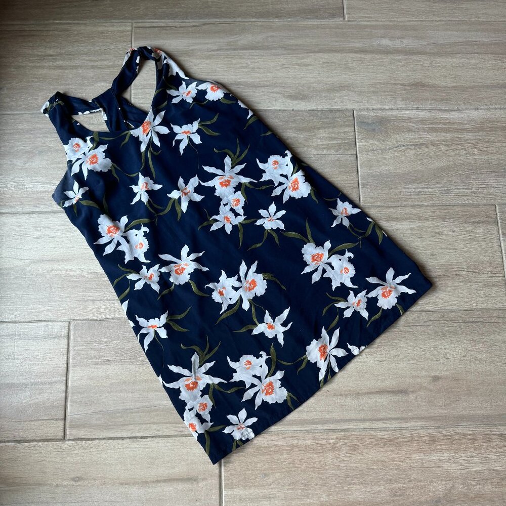 Navy Floral Spring Dress - Women's Size Medium